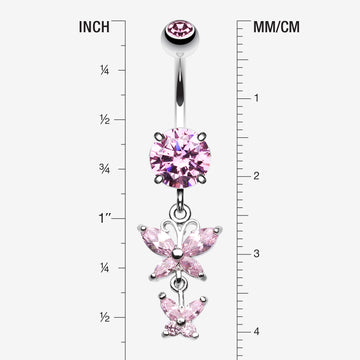 Detail View 1 of Butterfly Besties Belly Button Ring-Pink